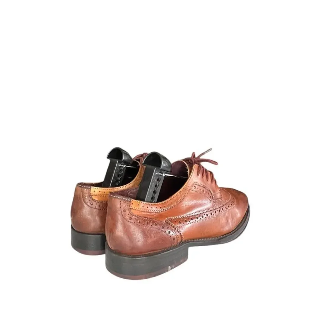 Ted Baker Men's Chorlten 3 Burnished Leather Brogues Dress Shoes Tan Size 9